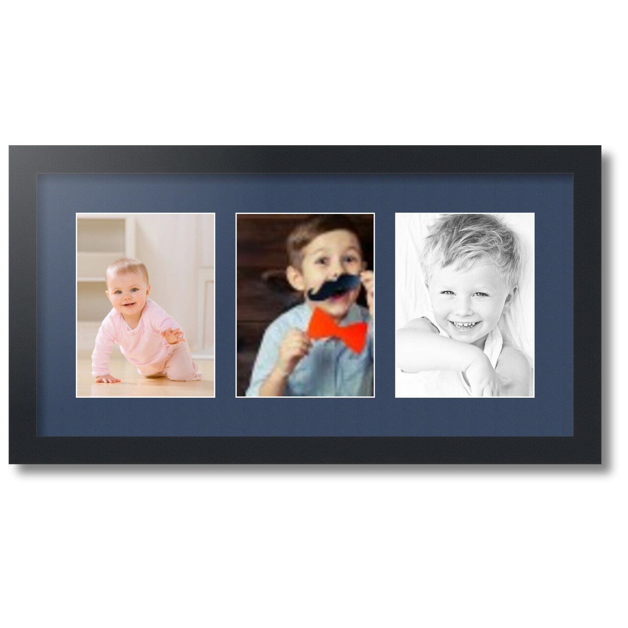 ArtToFrames Collage Photo Picture Frame with 3 - 6x8 inch Openings, Framed in Black with Over 62 Mat Color Options and Plexi Glass (CSM-3926-782)